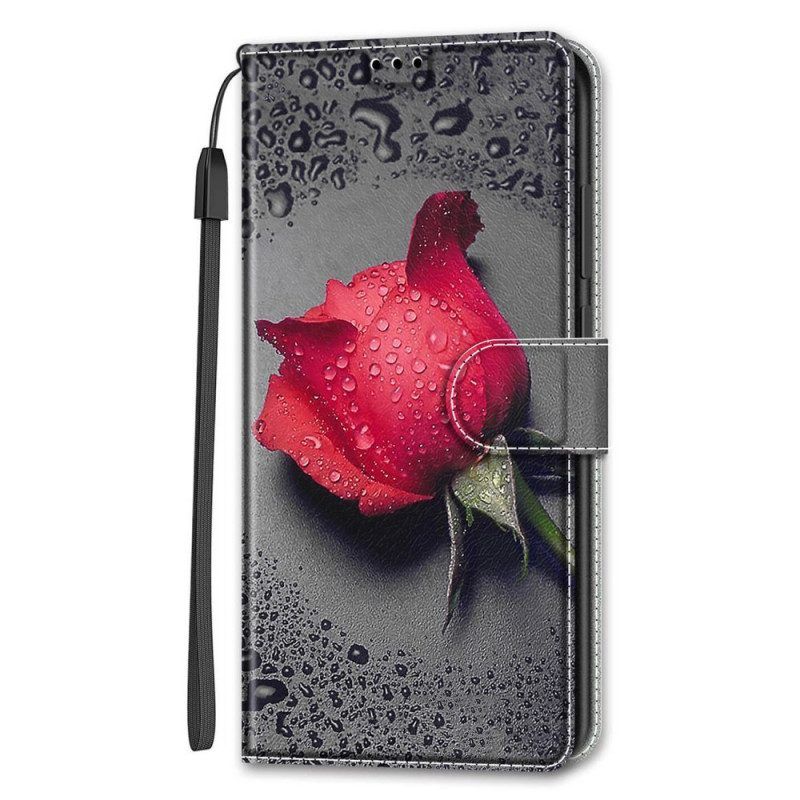 Lederhüllen Für Samsung Galaxy S22 Ultra 5G Rosen Mit Schlüsselband