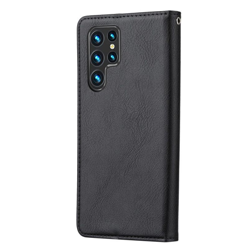 Schutzhülle Für Samsung Galaxy S22 Ultra 5G Flip Case Kartenhalter Aus Kunstleder