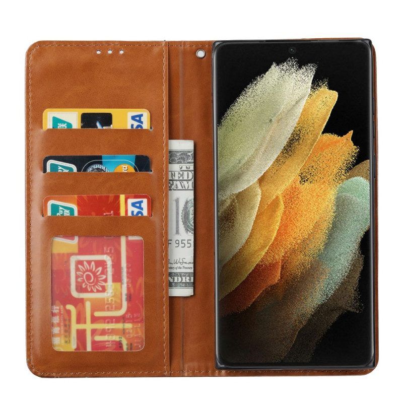 Schutzhülle Für Samsung Galaxy S22 Ultra 5G Flip Case Kartenhalter Aus Kunstleder