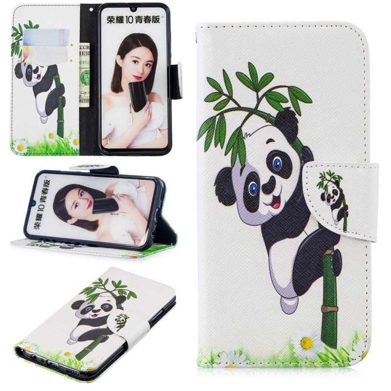 Lederhüllen Honor 10 Lite Handyhülle Panda Auf Bambus