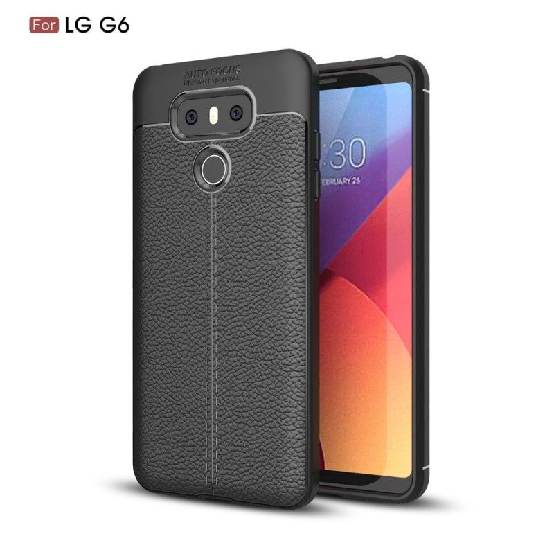 Hülle LG G6 Schwarz Handyhülle Doppellinien-Litschileder-Effekt