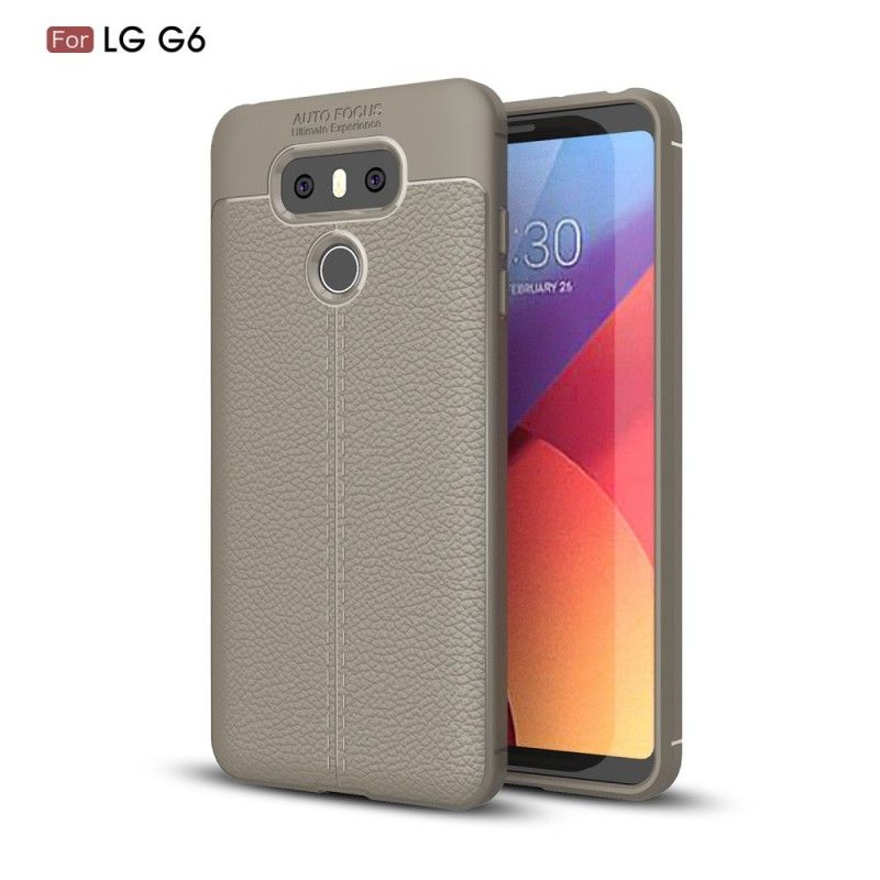 Hülle LG G6 Schwarz Handyhülle Doppellinien-Litschileder-Effekt