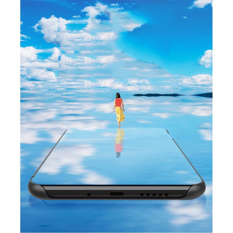 Ansichtsabdeckung Samsung Galaxy M51 Schwarz Spiegel Und Kunstleder