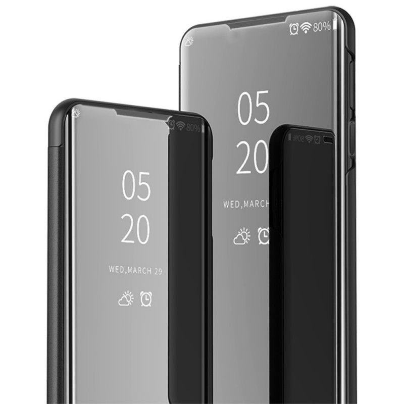 Ansichtsabdeckung Samsung Galaxy M51 Schwarz Spiegel Und Kunstleder