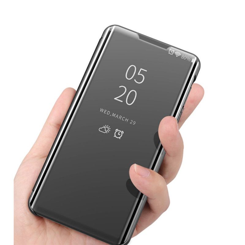Ansichtsabdeckung Samsung Galaxy M51 Schwarz Spiegel Und Kunstleder