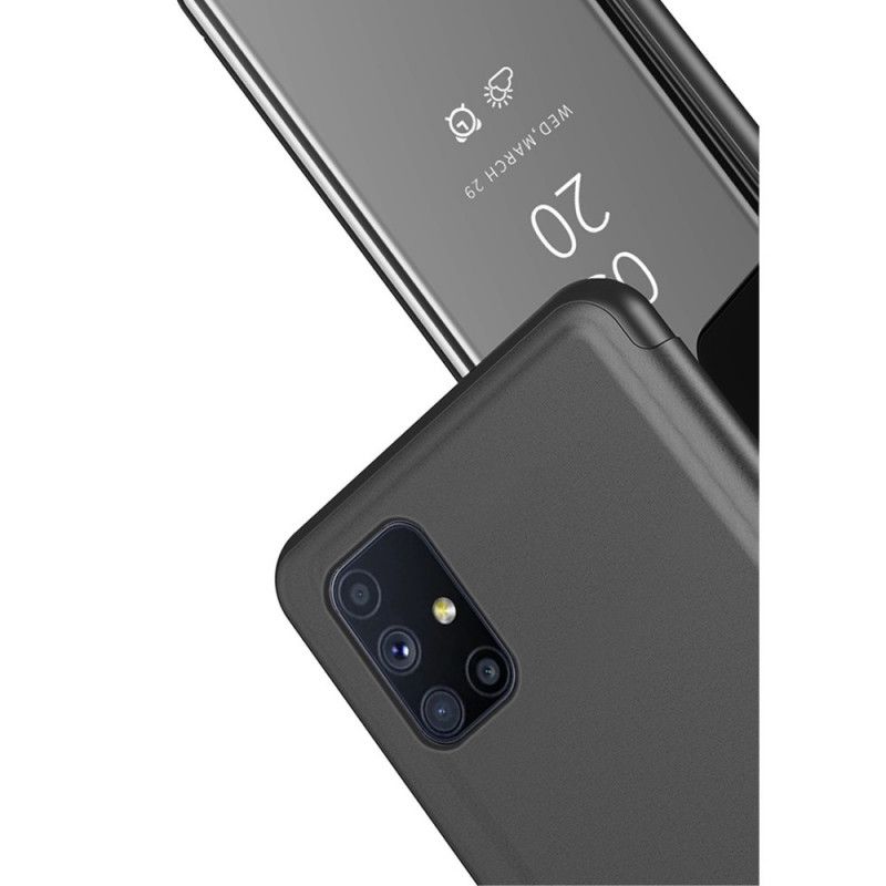 Ansichtsabdeckung Samsung Galaxy M51 Schwarz Spiegel Und Kunstleder