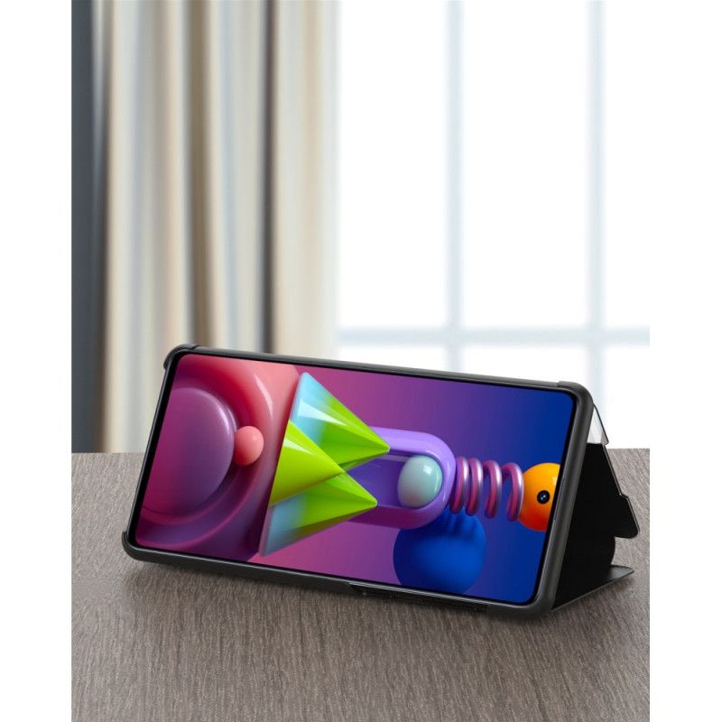 Ansichtsabdeckung Samsung Galaxy M51 Schwarz Strukturiertes Kunstleder