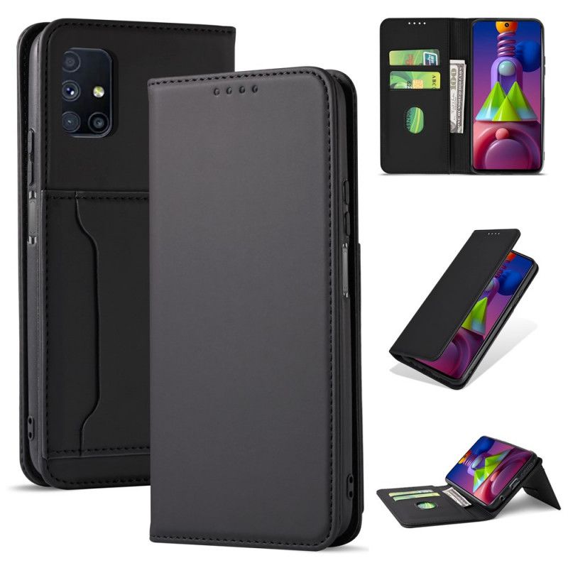 Flip Case Für Samsung Galaxy M51 Schwarz Inhaber Einer Unterstützungskarte