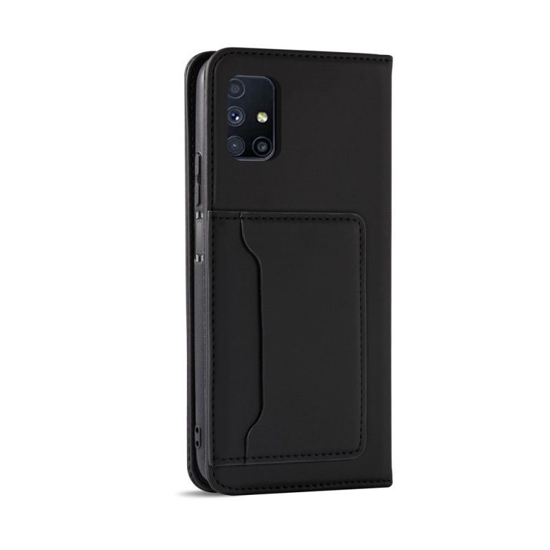 Flip Case Für Samsung Galaxy M51 Schwarz Inhaber Einer Unterstützungskarte