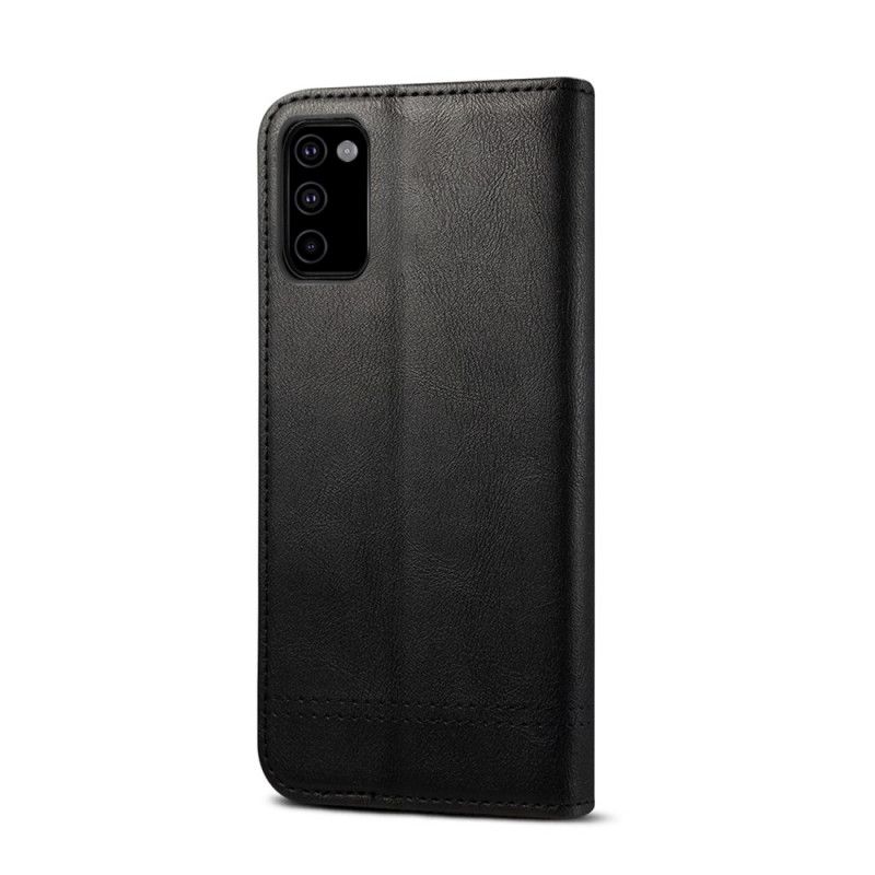 Flip Case Samsung Galaxy M51 Schwarz Genähter Ledereffekt