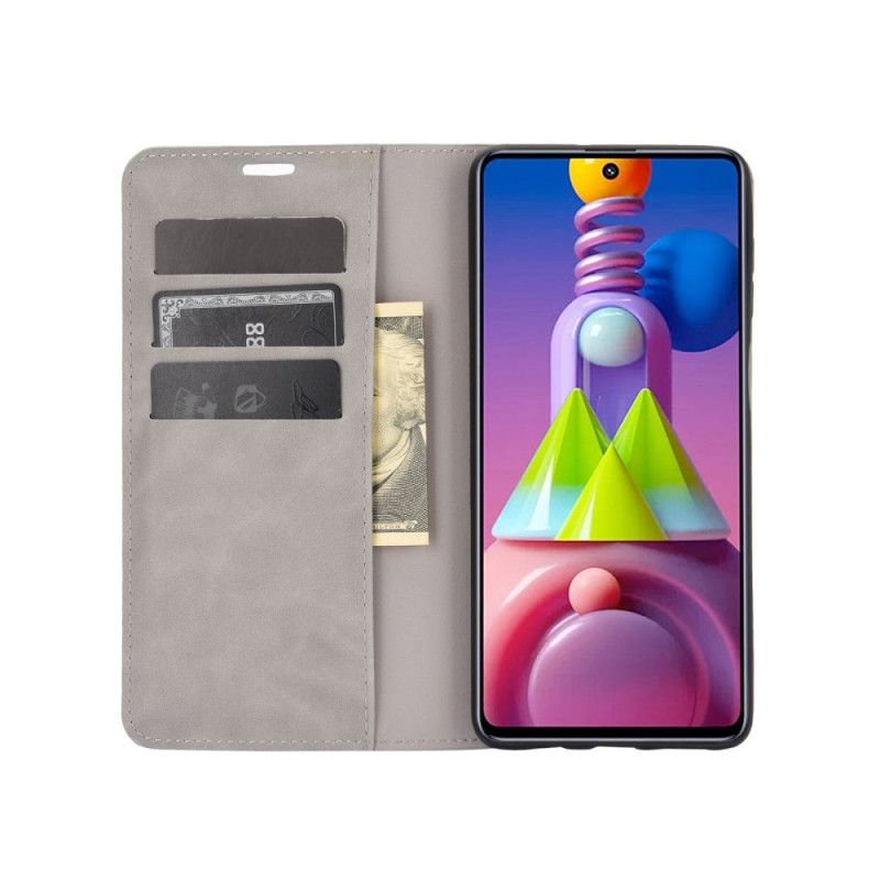 Flip Case Samsung Galaxy M51 Schwarz Weicher Ledereffekt