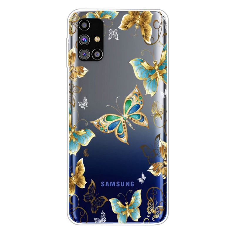 Hülle Für Samsung Galaxy M51 Dunkelblau Design Schmetterlinge