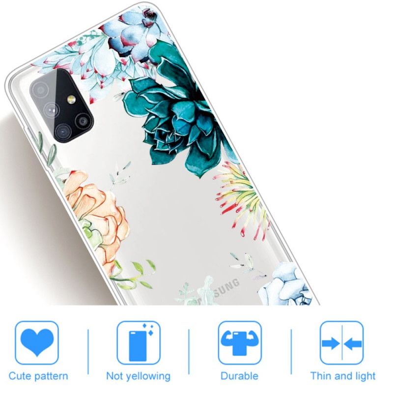 Hülle Für Samsung Galaxy M51 Transparente Aquarellblumen