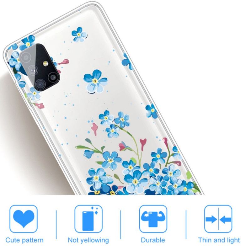 Hülle Samsung Galaxy M51 Blaue Blüten