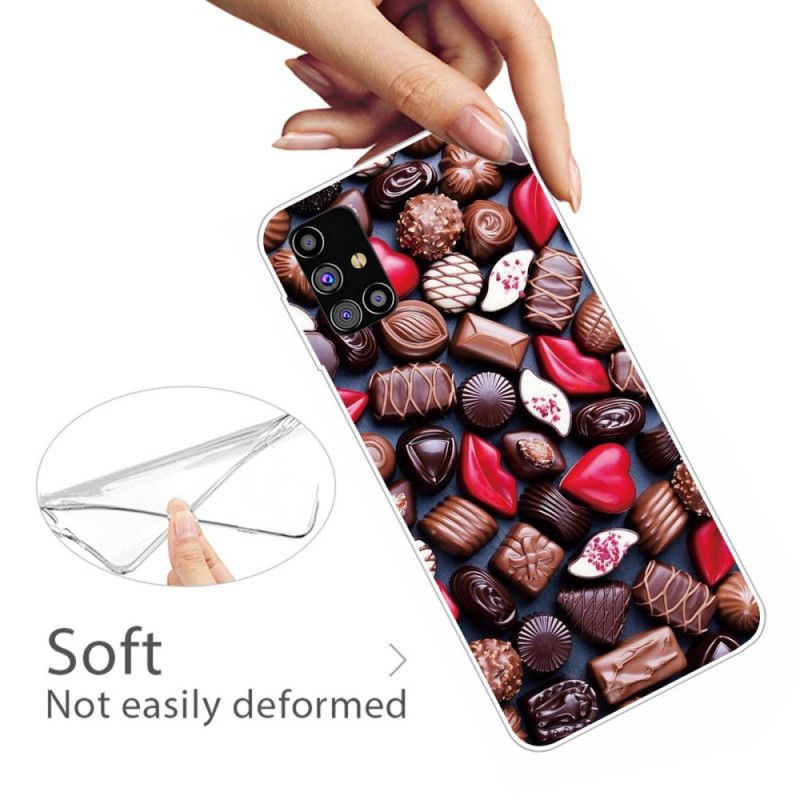Hülle Samsung Galaxy M51 Braun Flexible Schokolade