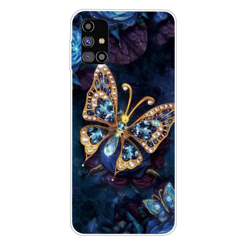 Hülle Samsung Galaxy M51 Dunkelblau Luxusschmetterling