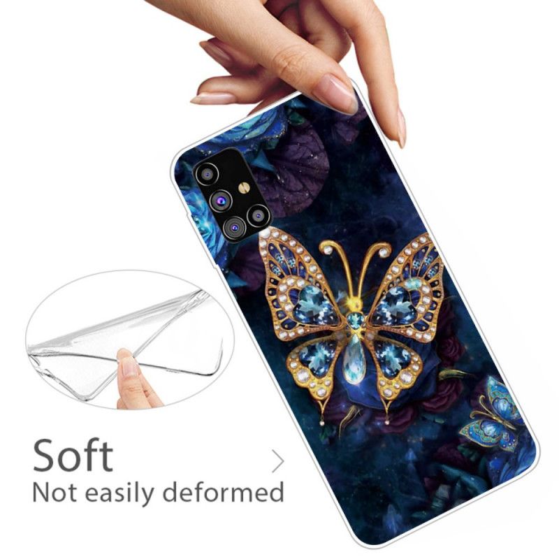 Hülle Samsung Galaxy M51 Dunkelblau Luxusschmetterling