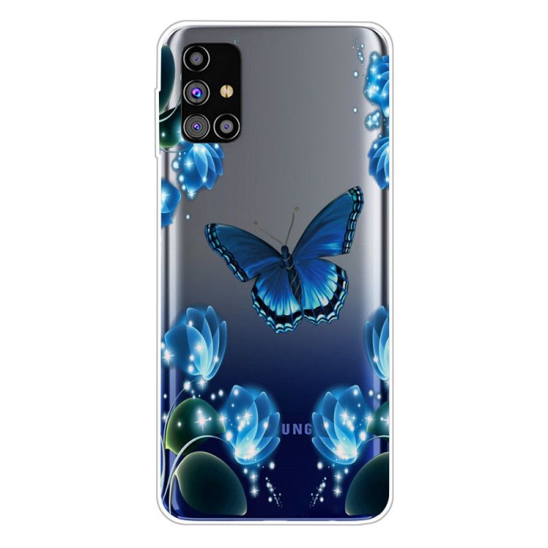 Hülle Samsung Galaxy M51 Dunkelblau Luxusschmetterling