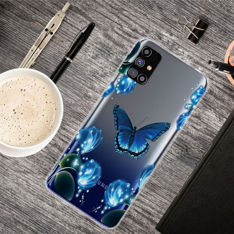 Hülle Samsung Galaxy M51 Dunkelblau Luxusschmetterling