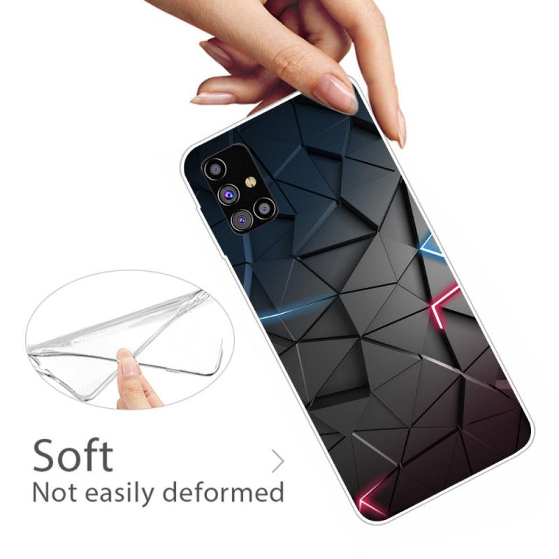 Hülle Samsung Galaxy M51 Grau Flexible Geometrie