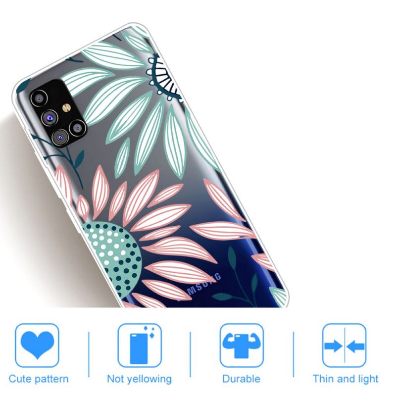 Hülle Samsung Galaxy M51 Grün Premium Blumen