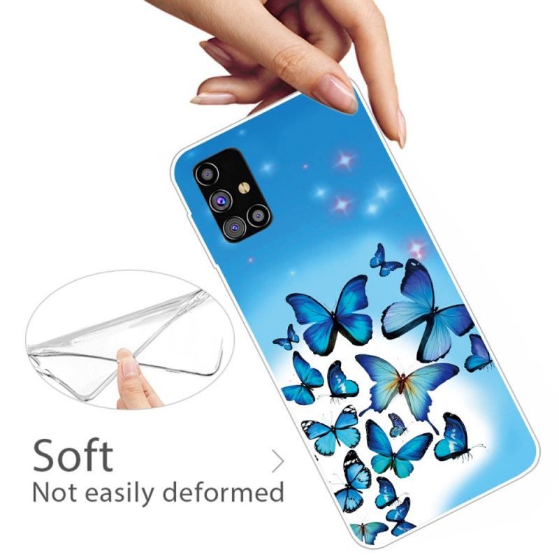 Hülle Samsung Galaxy M51 Handyhülle Schmetterlinge Schmetterlinge