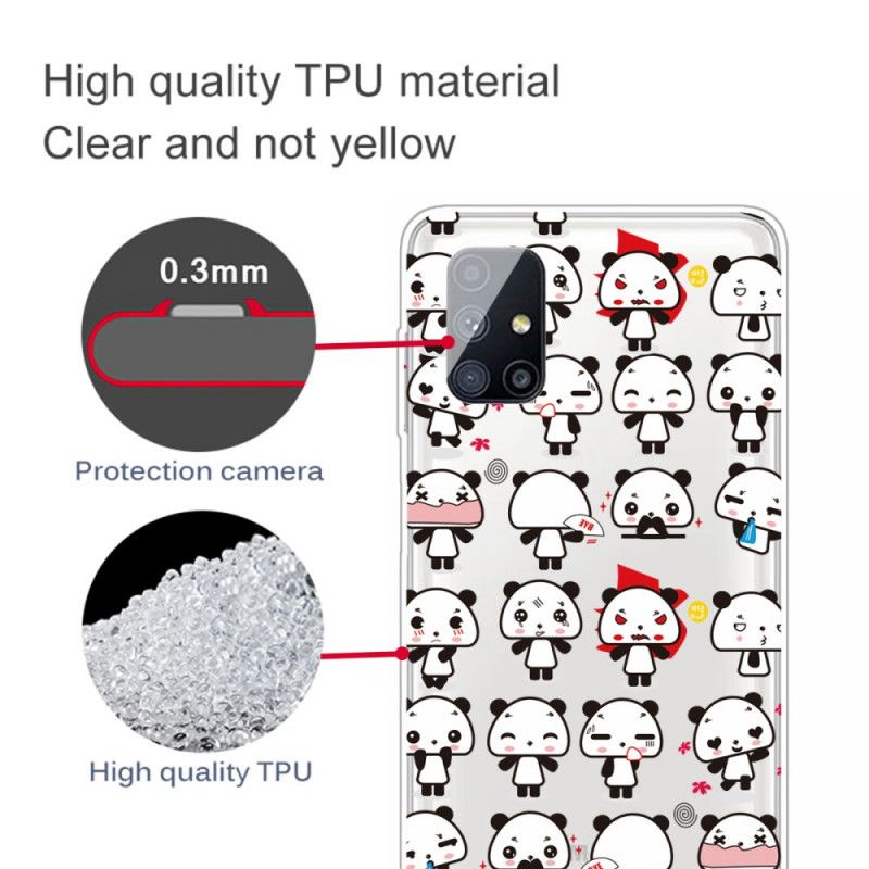Hülle Samsung Galaxy M51 Handyhülle Transparente Lustige Pandas