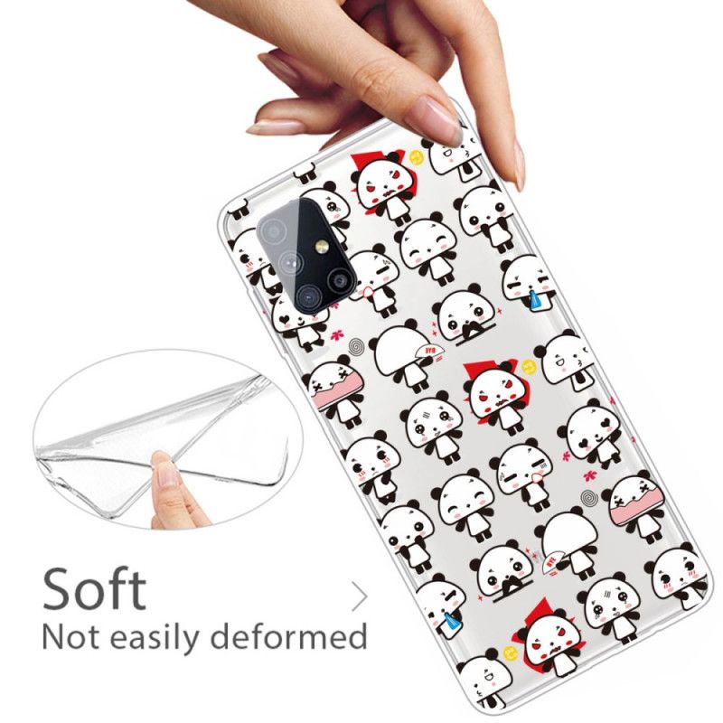Hülle Samsung Galaxy M51 Handyhülle Transparente Lustige Pandas