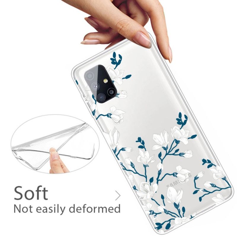 Hülle Samsung Galaxy M51 Handyhülle Weiße Blüten