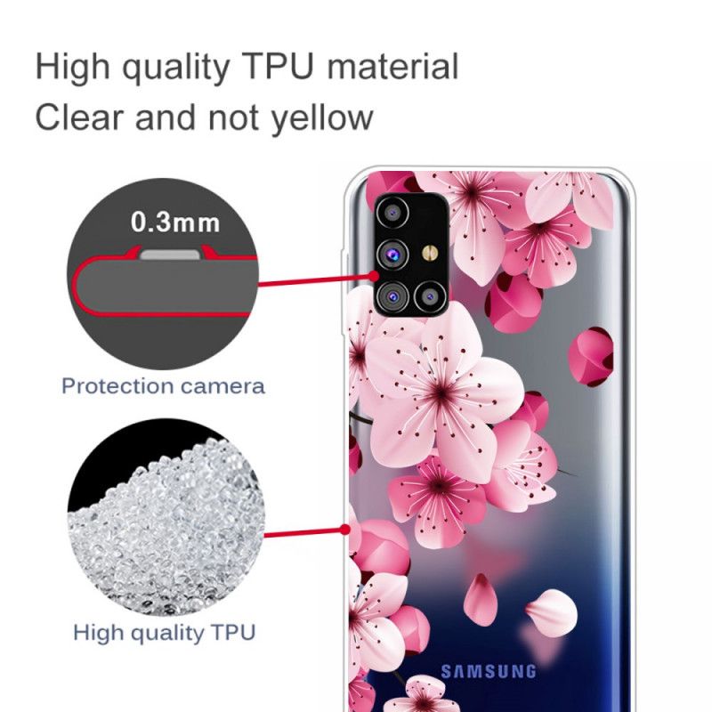 Hülle Samsung Galaxy M51 Kleine Rosa Blüten