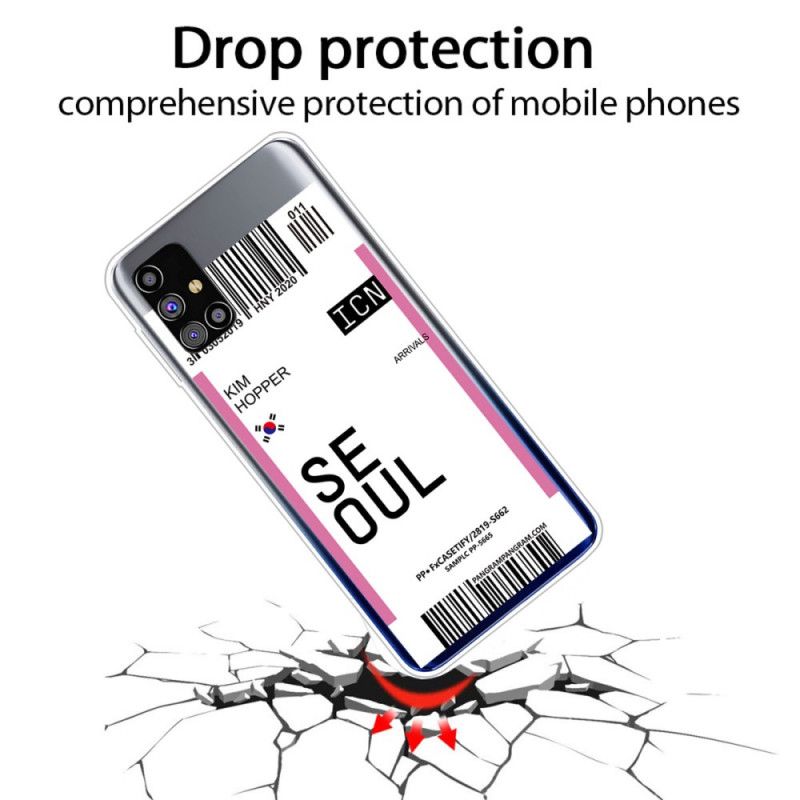 Hülle Samsung Galaxy M51 Magenta Handyhülle Bordkarte Nach Seoul