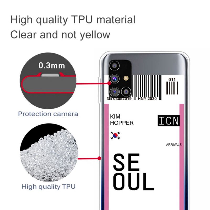 Hülle Samsung Galaxy M51 Magenta Handyhülle Bordkarte Nach Seoul