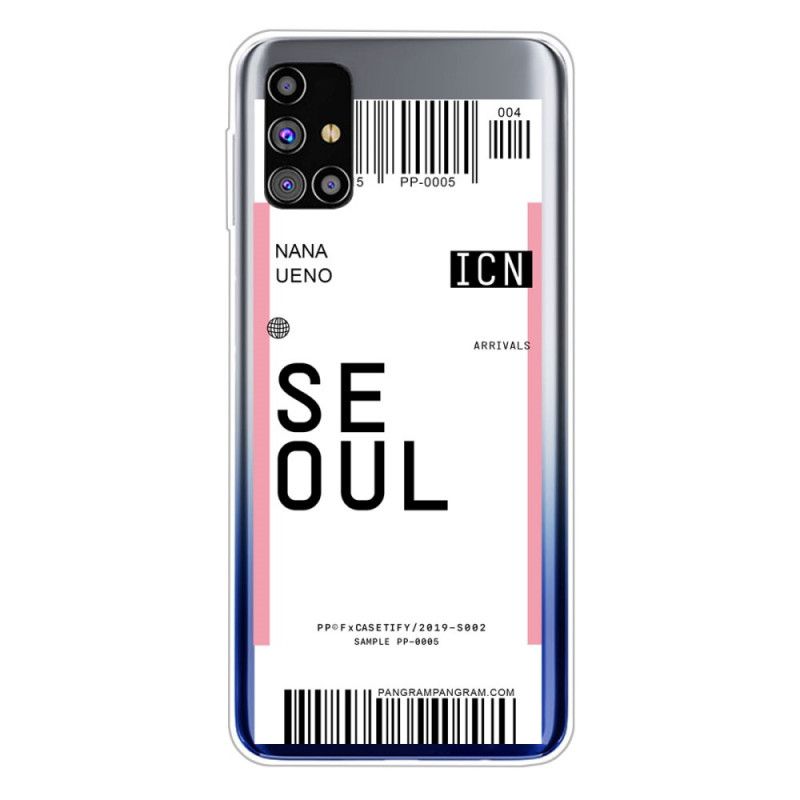 Hülle Samsung Galaxy M51 Magenta Handyhülle Bordkarte Nach Seoul