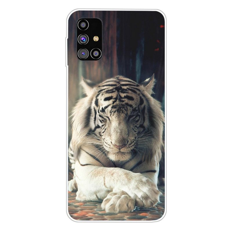 Hülle Samsung Galaxy M51 Schwarz Flexibler Tiger