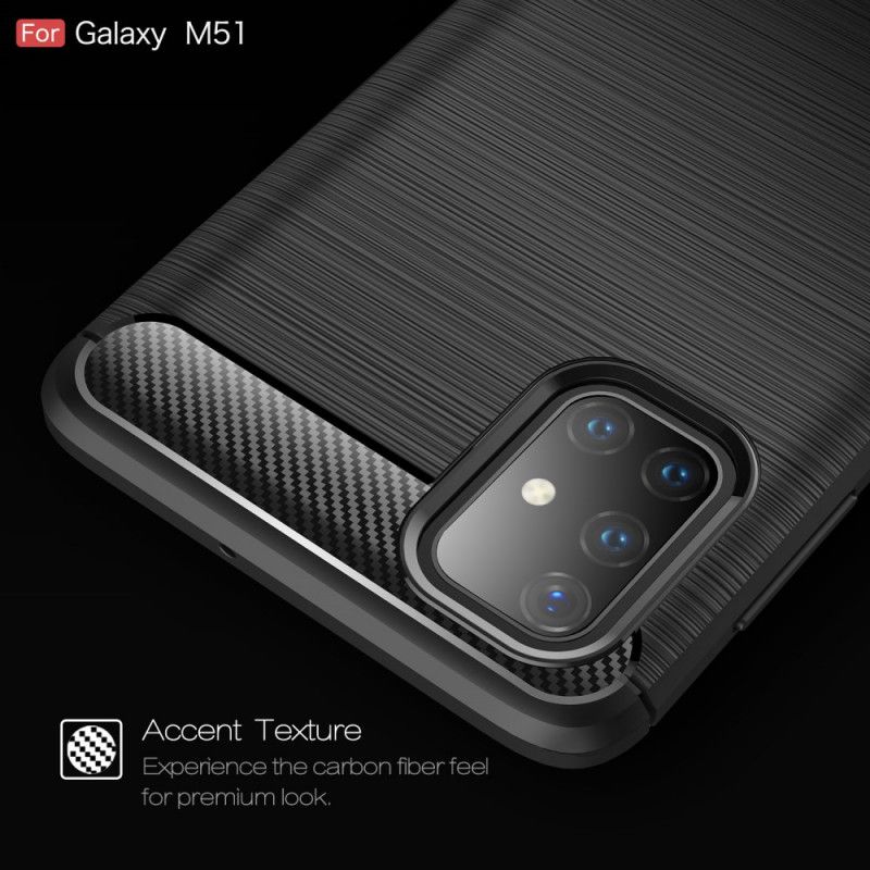 Hülle Samsung Galaxy M51 Schwarz Gebürstete Kohlefaser