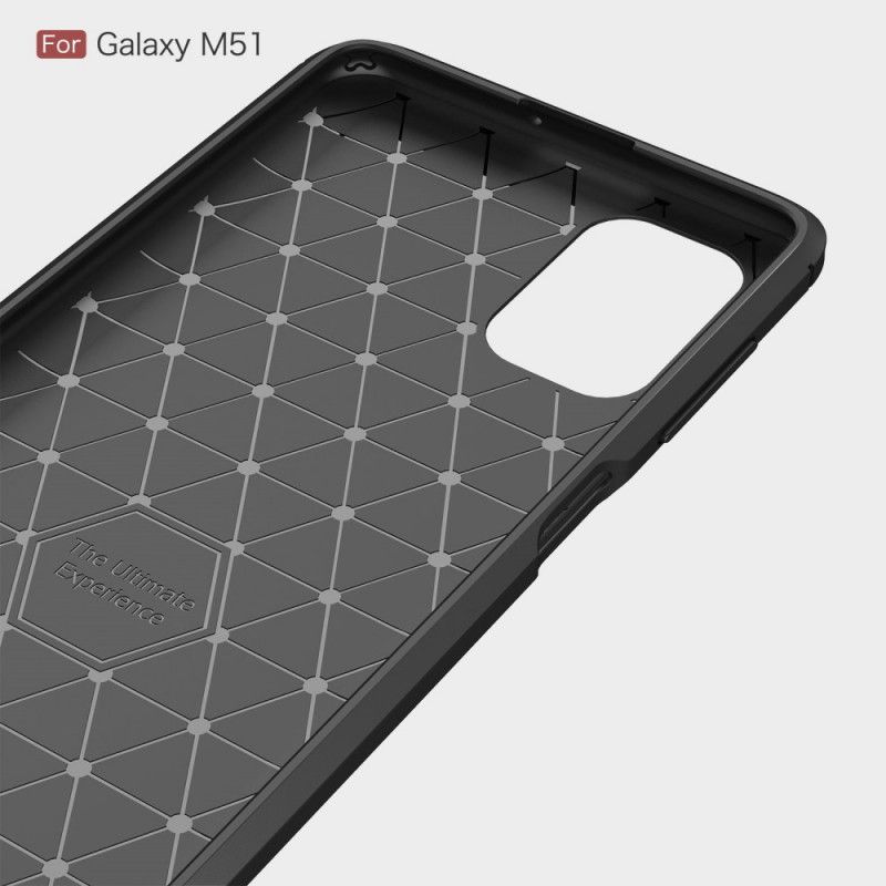 Hülle Samsung Galaxy M51 Schwarz Gebürstete Kohlefaser
