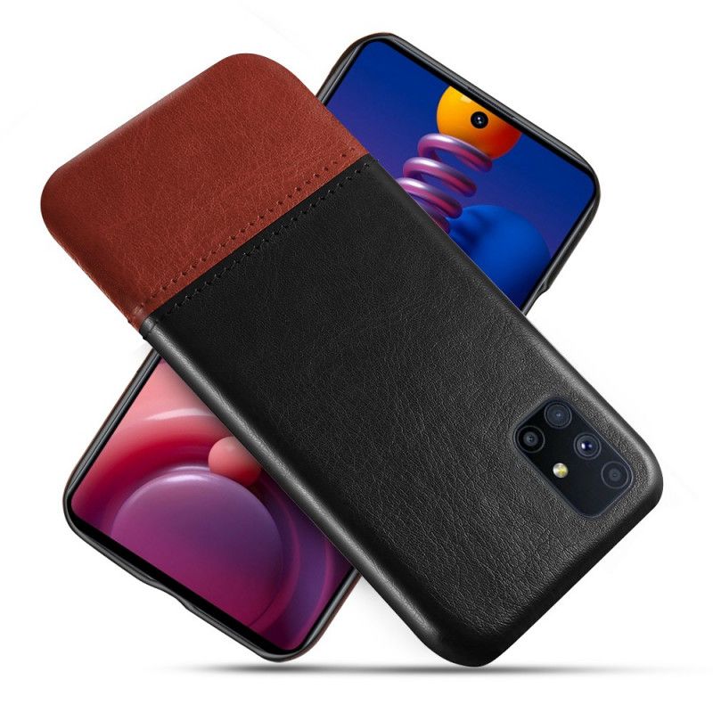 Hülle Samsung Galaxy M51 Schwarz Handyhülle Ksq Zweifarbiger Ledereffekt