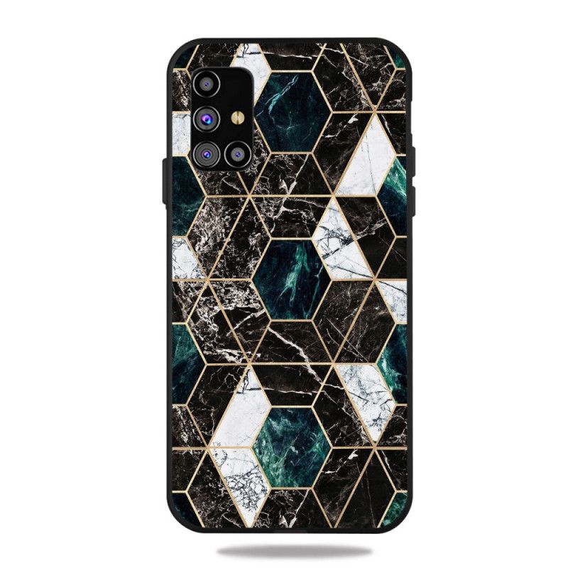 Hülle Samsung Galaxy M51 Schwarz Marmorfarbene Geometrie