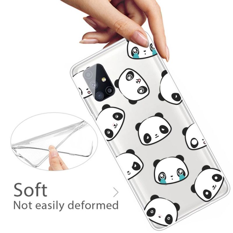 Hülle Samsung Galaxy M51 Transparente Sentimentale Pandas