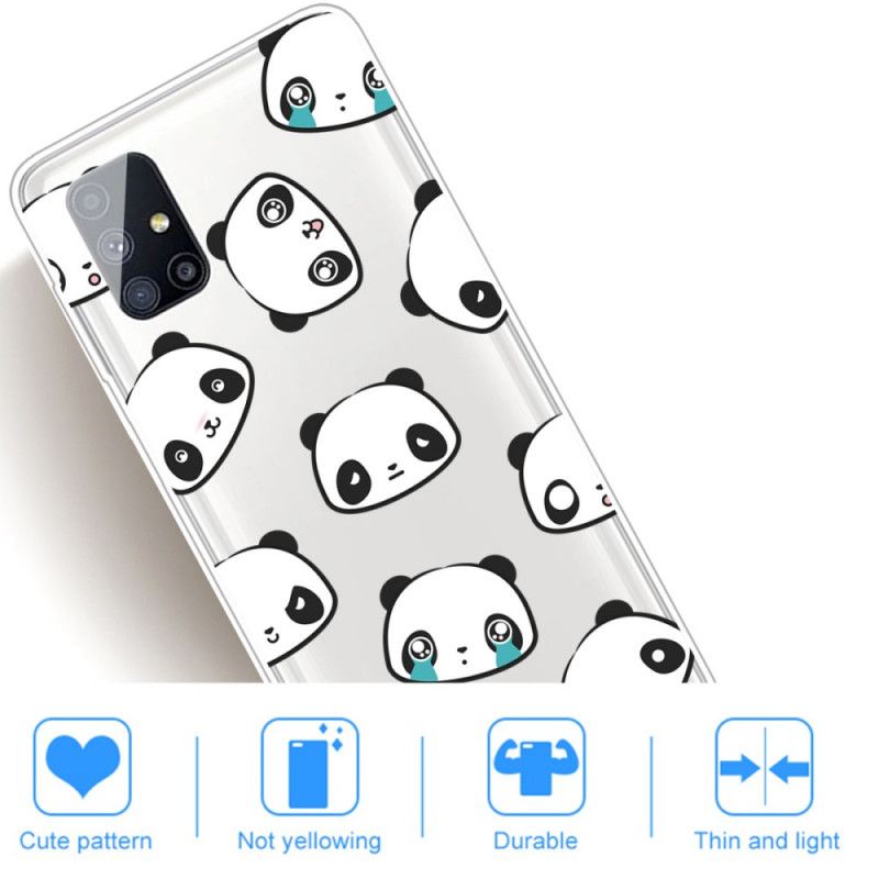 Hülle Samsung Galaxy M51 Transparente Sentimentale Pandas