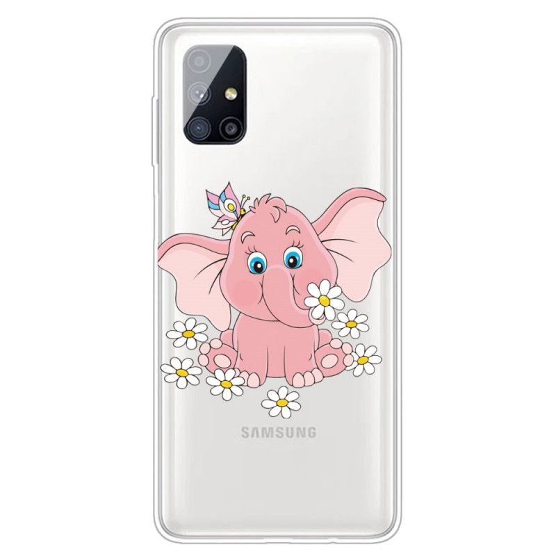 Hülle Samsung Galaxy M51 Transparenter Rosa Elefant