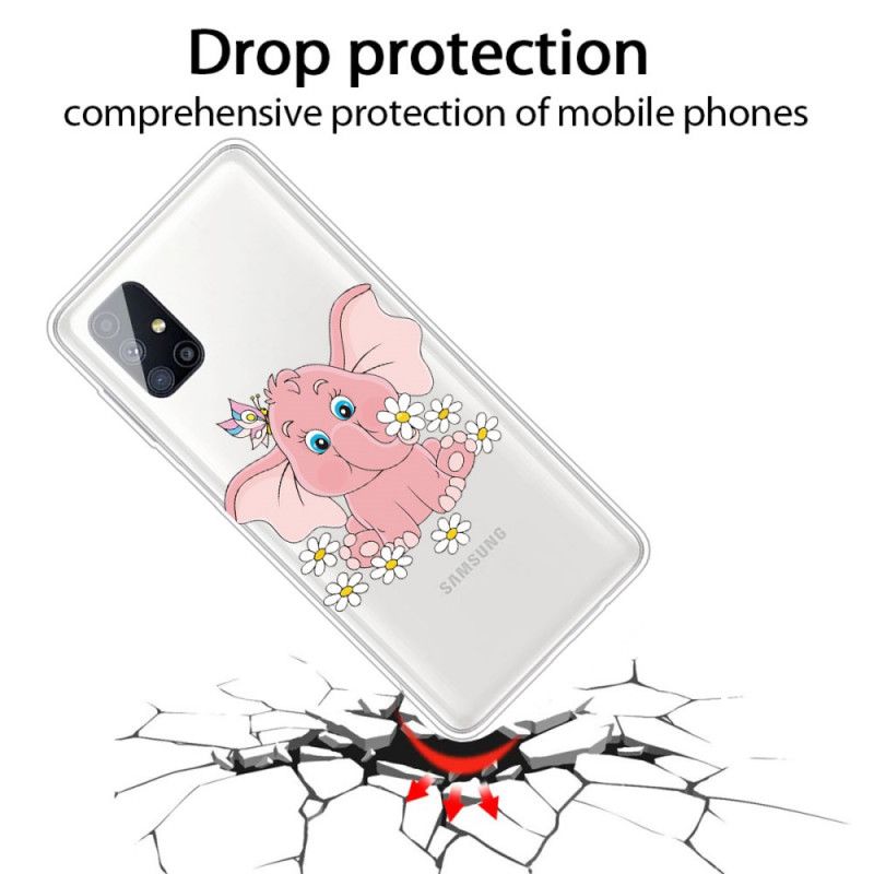 Hülle Samsung Galaxy M51 Transparenter Rosa Elefant