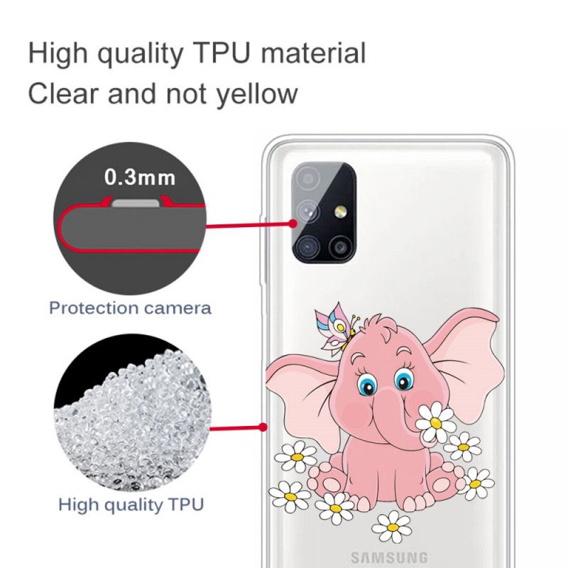 Hülle Samsung Galaxy M51 Transparenter Rosa Elefant