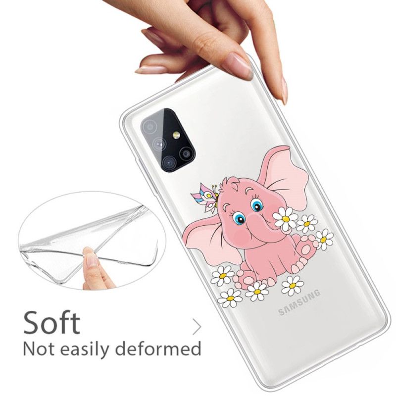 Hülle Samsung Galaxy M51 Transparenter Rosa Elefant