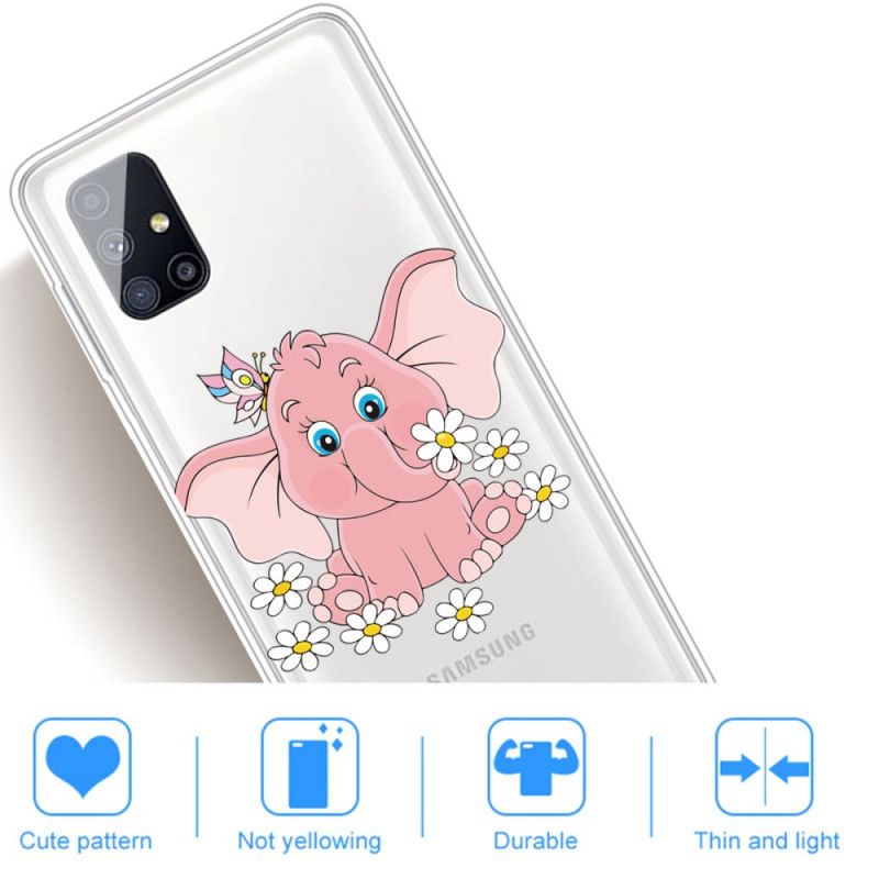 Hülle Samsung Galaxy M51 Transparenter Rosa Elefant