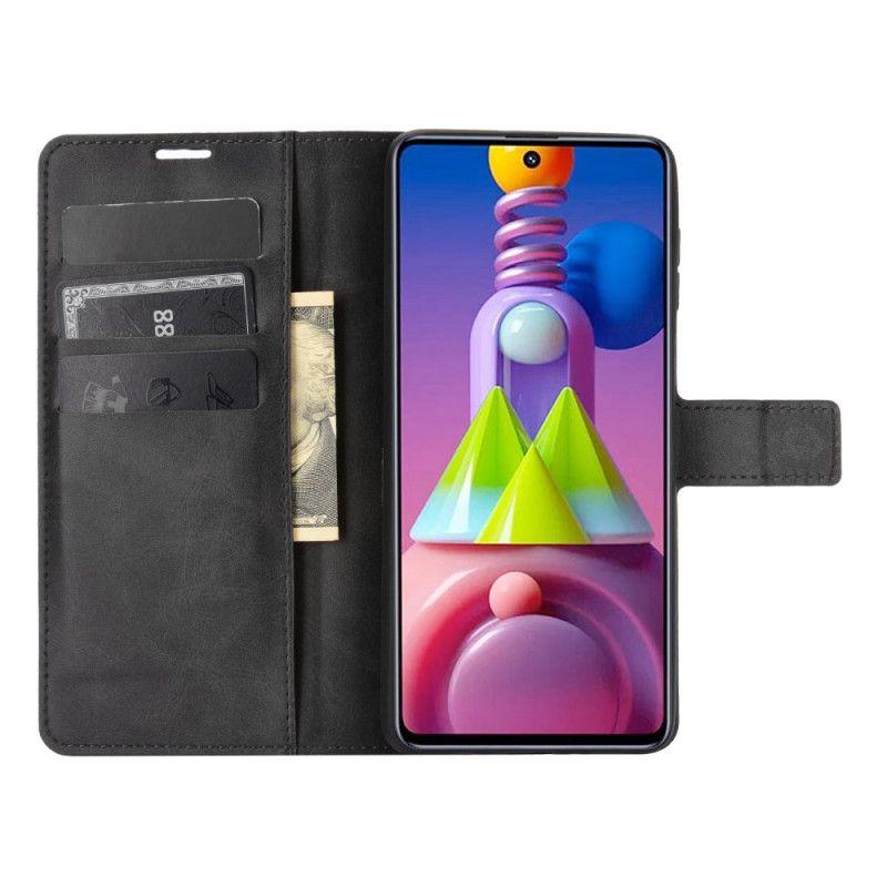 Lederhüllen Für Samsung Galaxy M51 Schwarz Schlankes Kunstleder