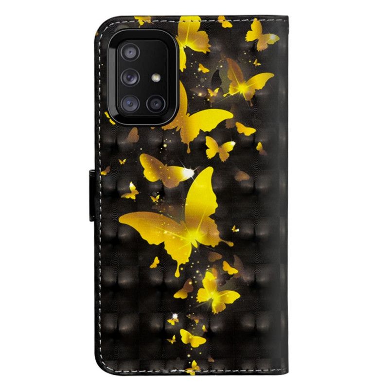 Lederhüllen Samsung Galaxy M51 Gelbe Schmetterlinge