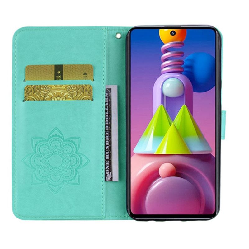 Lederhüllen Samsung Galaxy M51 Grau Eulenmandala Und Tanga