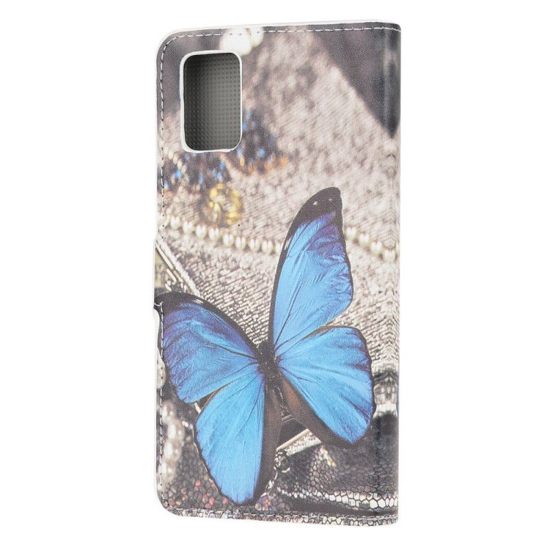 Lederhüllen Samsung Galaxy M51 Grau Königlicher Schmetterling