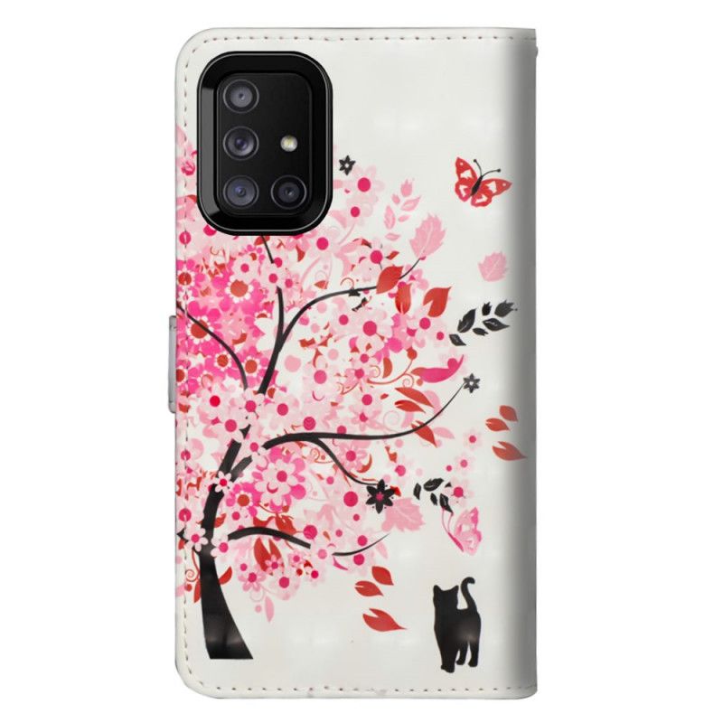 Lederhüllen Samsung Galaxy M51 Handyhülle Heller Fleck Rosa Baum